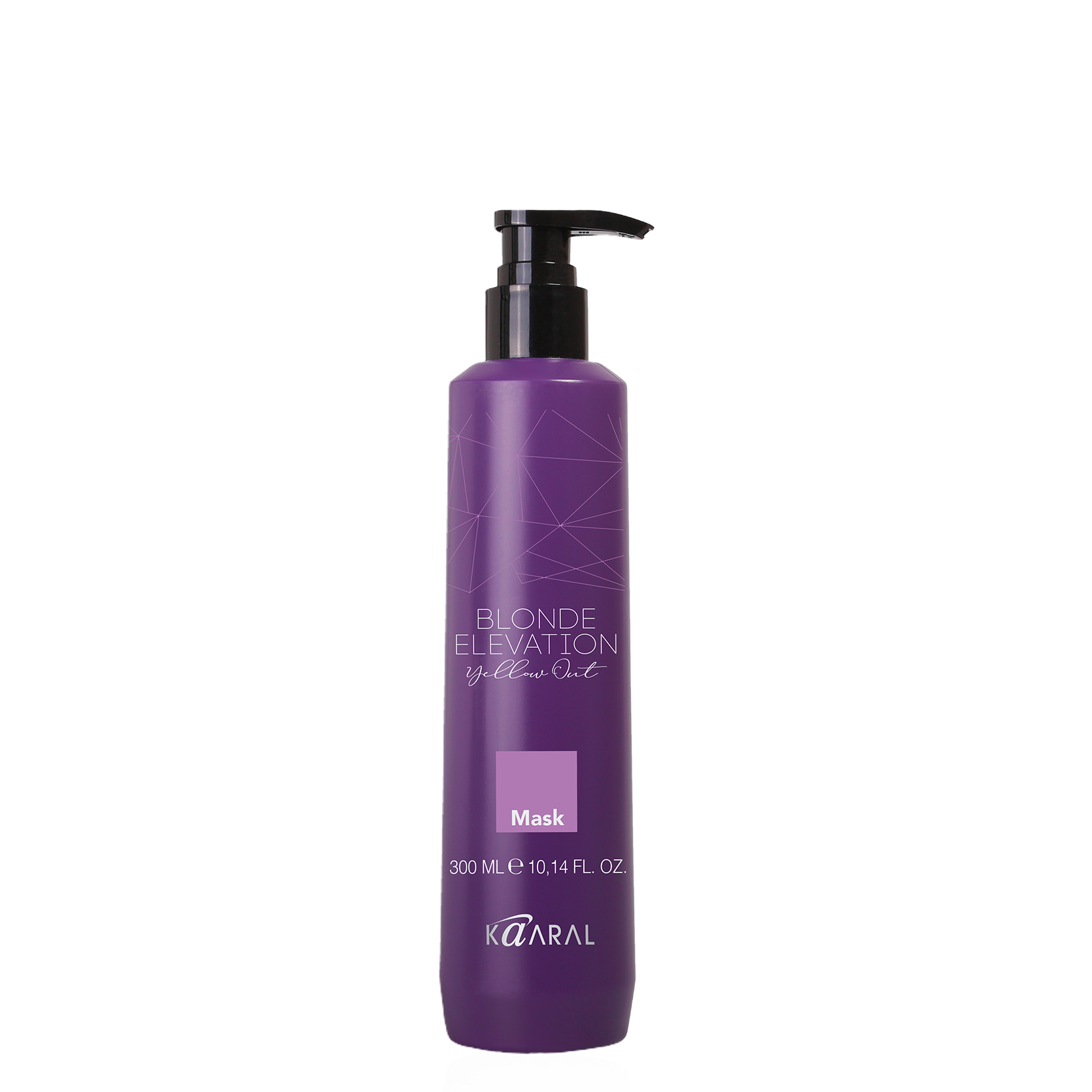 Purple haircare pump bottle on a black background