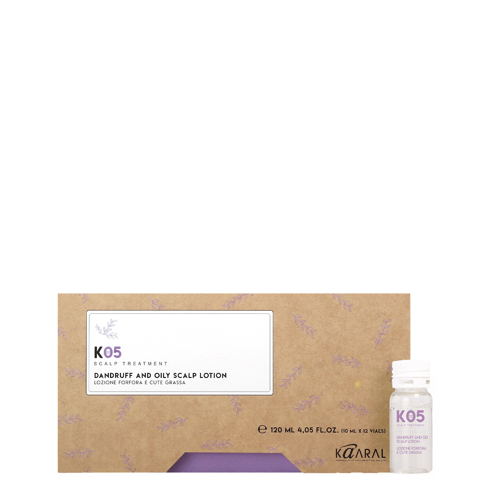 Kaaral K05 Dandruff and Oily Scalp Lotion box with a single vial