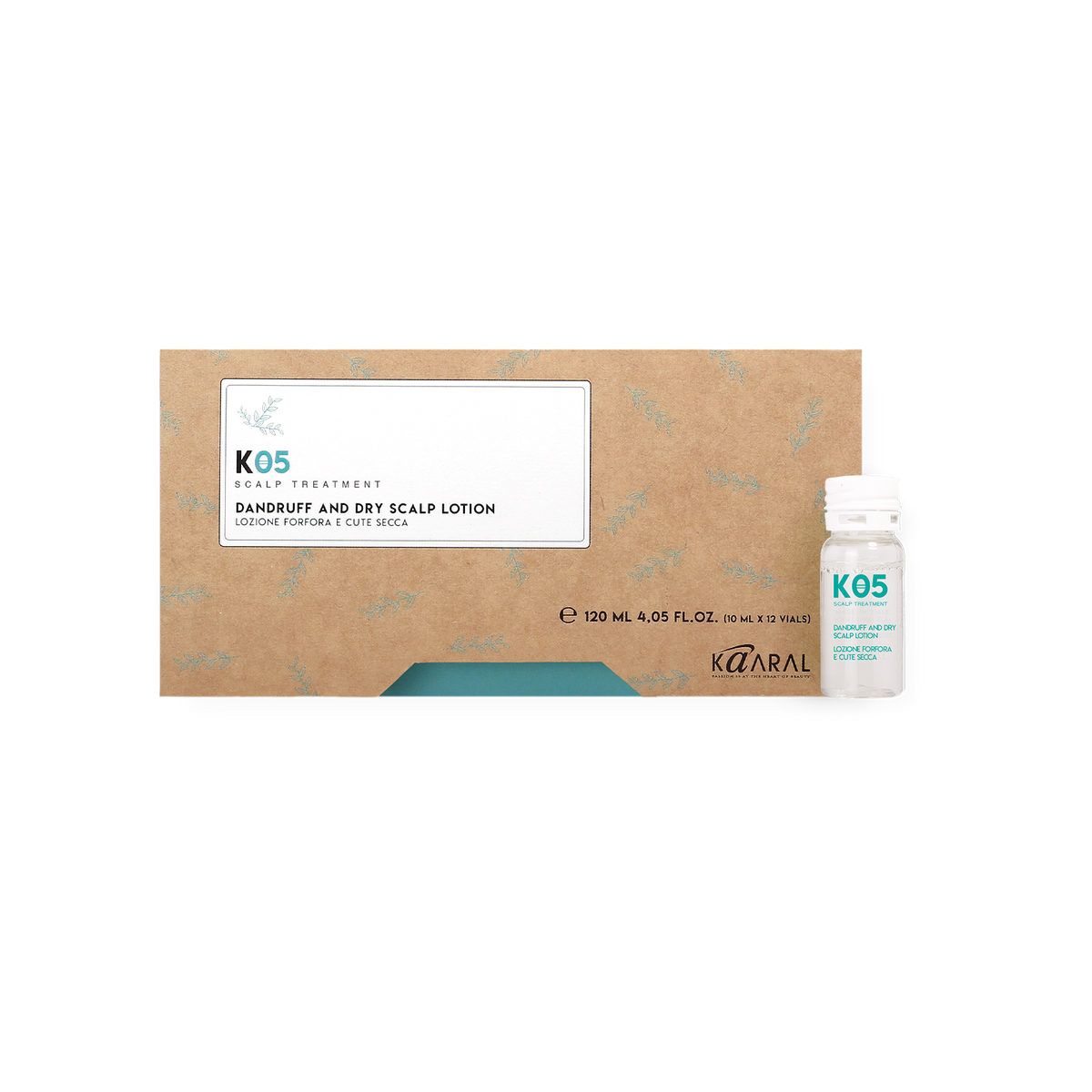 Box K05 Dandruff and Dry Scalp Lotion con fiala trasparente