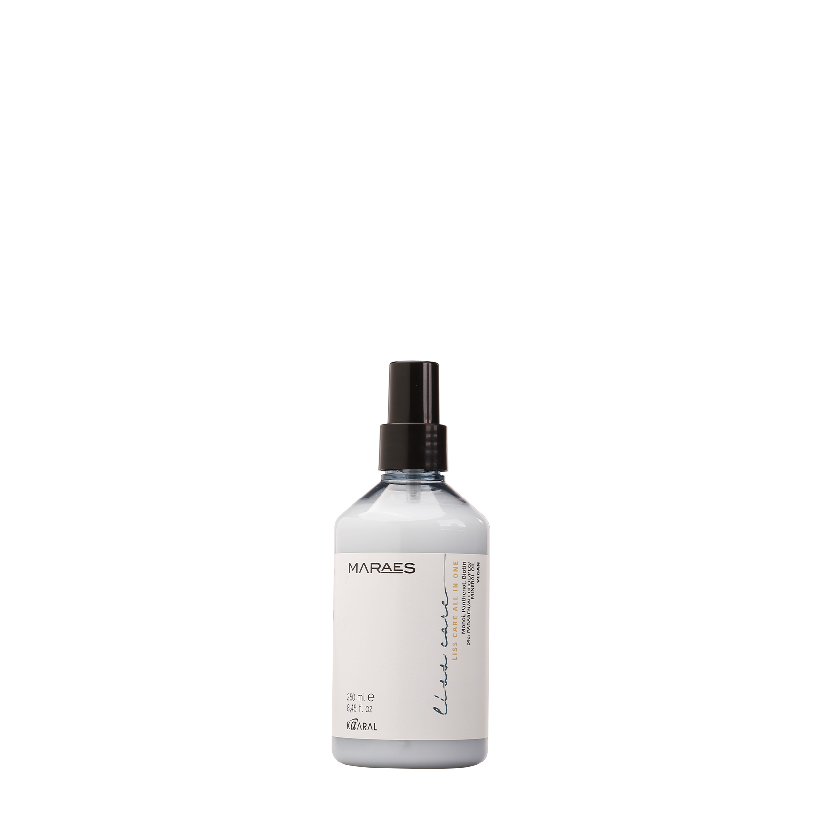 Clear cylindrical spray bottle on a black background