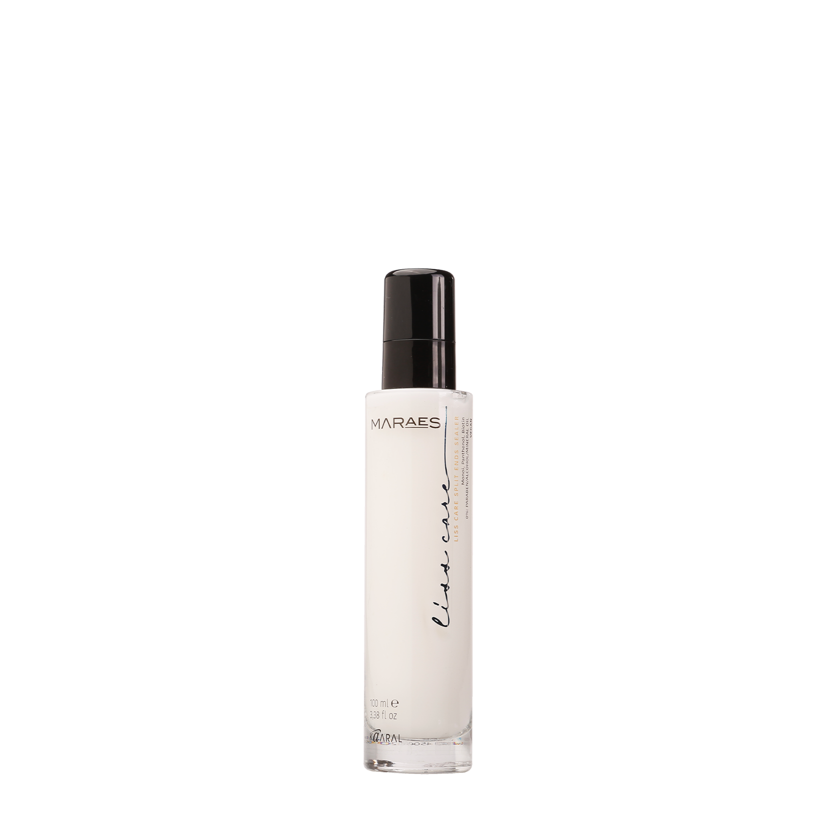Clear cylindrical spray bottle on a black background