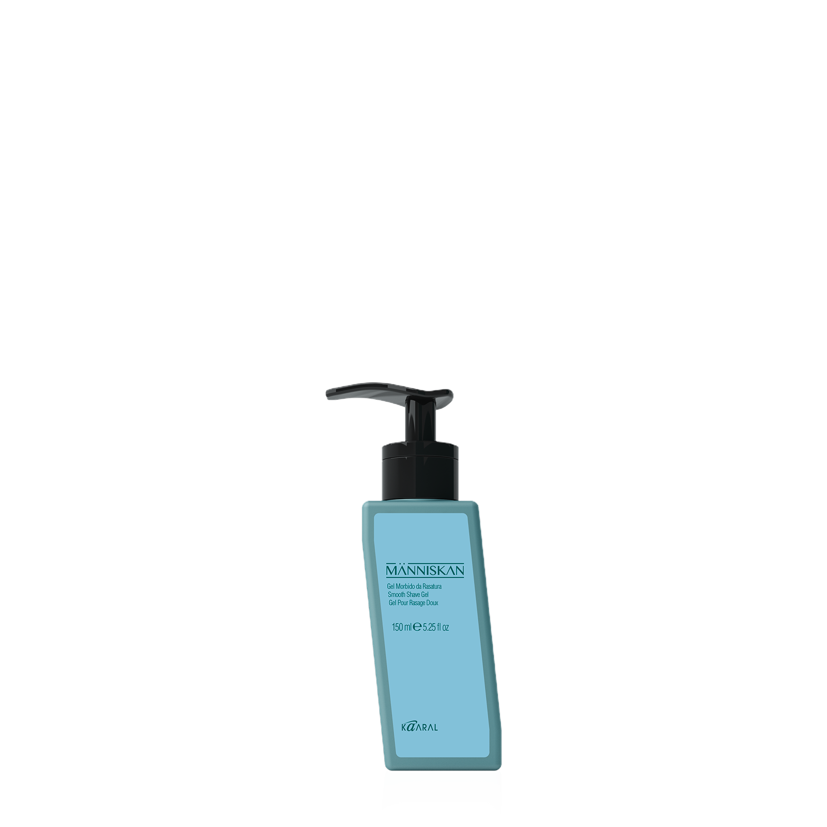 Dark teal Manniskan haircare bottle on a black background