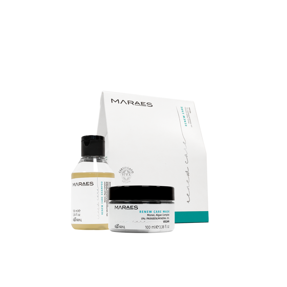 Travel kit Maraes Renew Care con shampoo, maschera capelli e confezione bianca