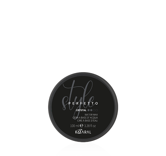 Black round Kaaral hair styling product jar on a black background