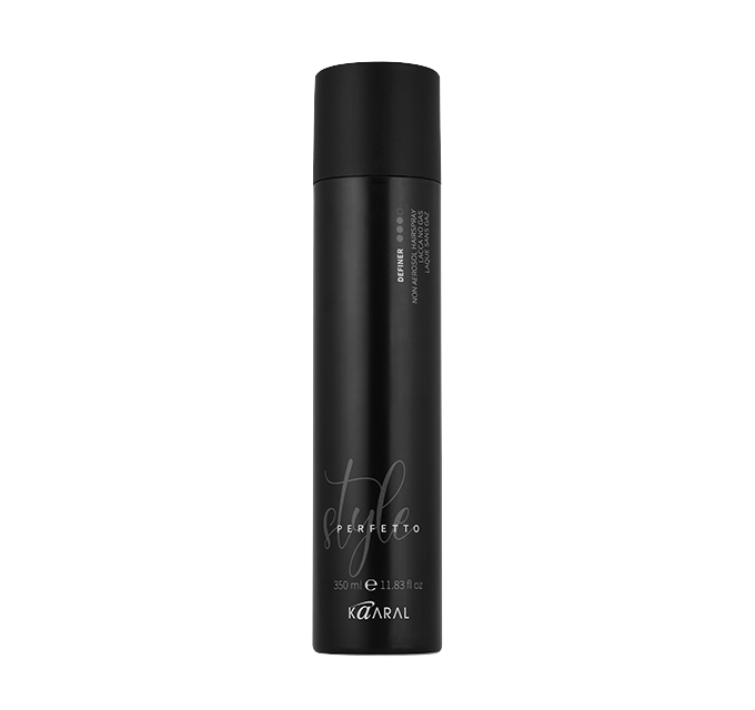 Tall black hair styling bottle on a black background