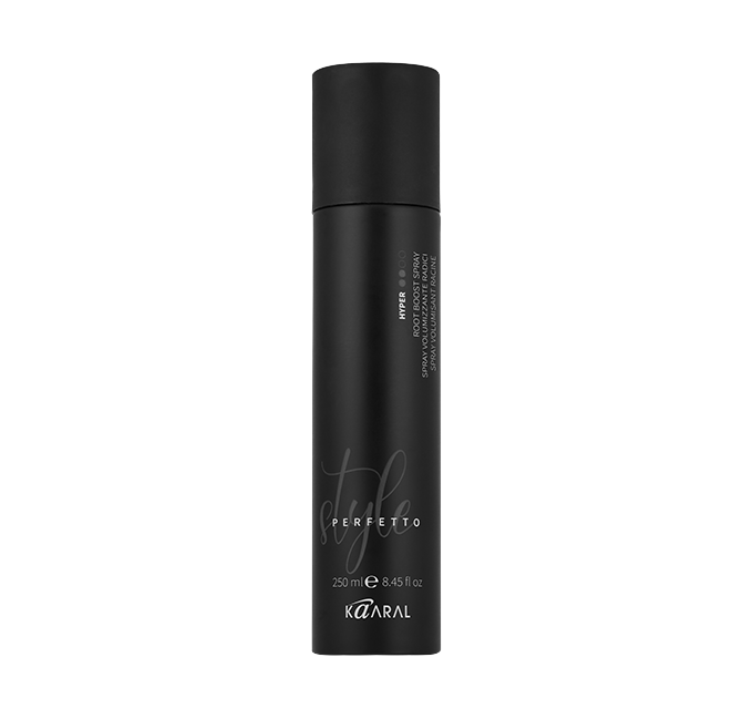 Tall black hair styling bottle on a black background