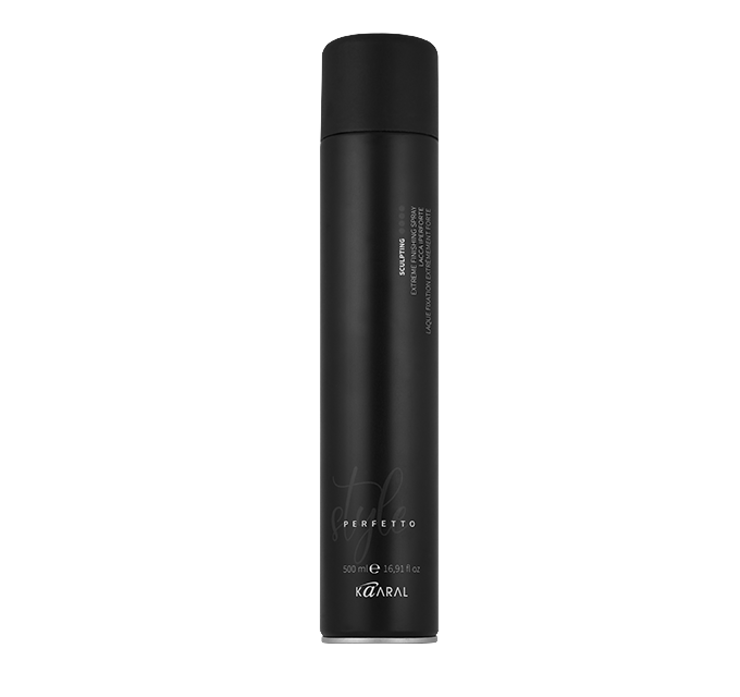 Tall black hair styling bottle on a black background