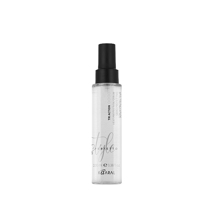 Clear cylindrical spray bottle on a black background