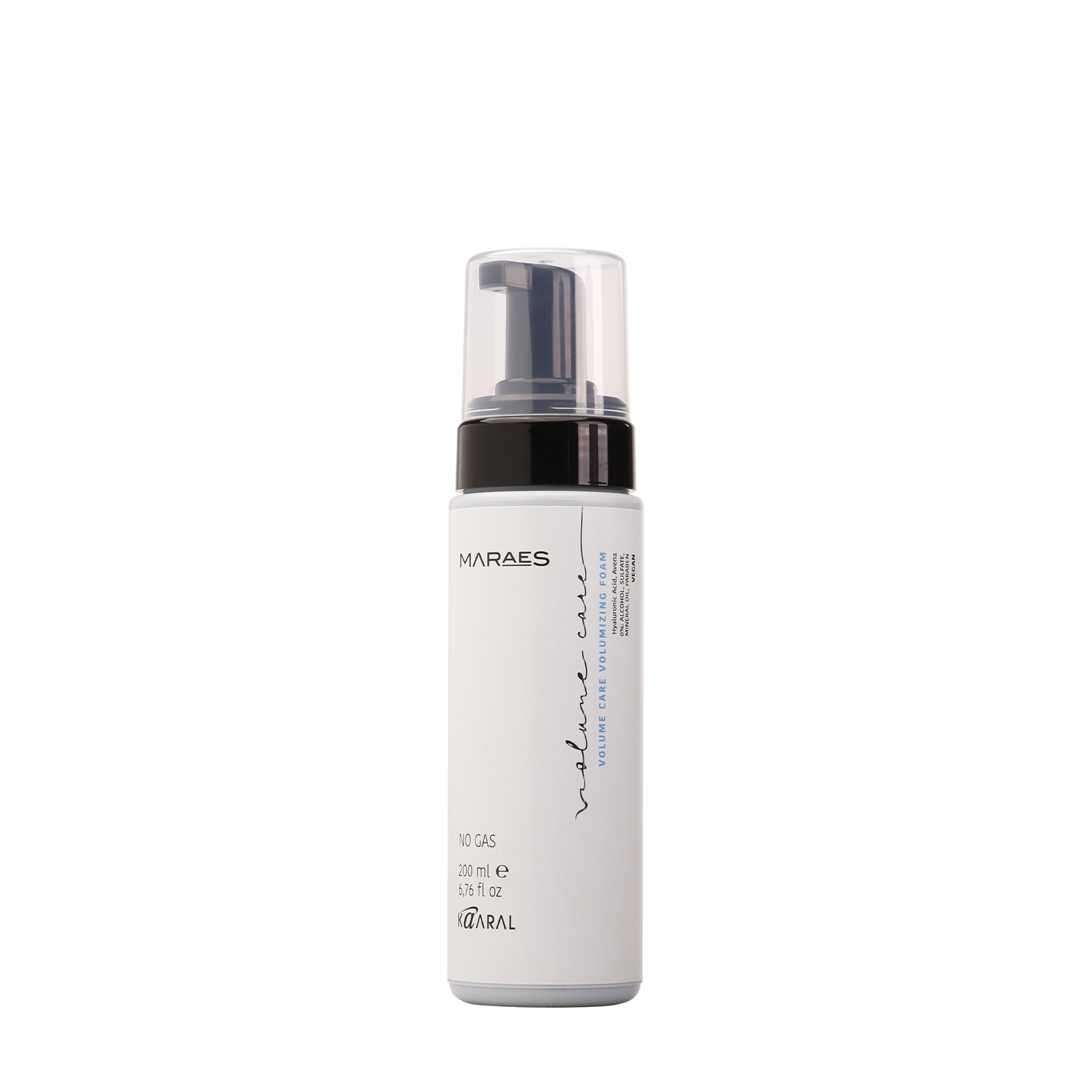 Clear Maraes foaming pump bottle on a black background