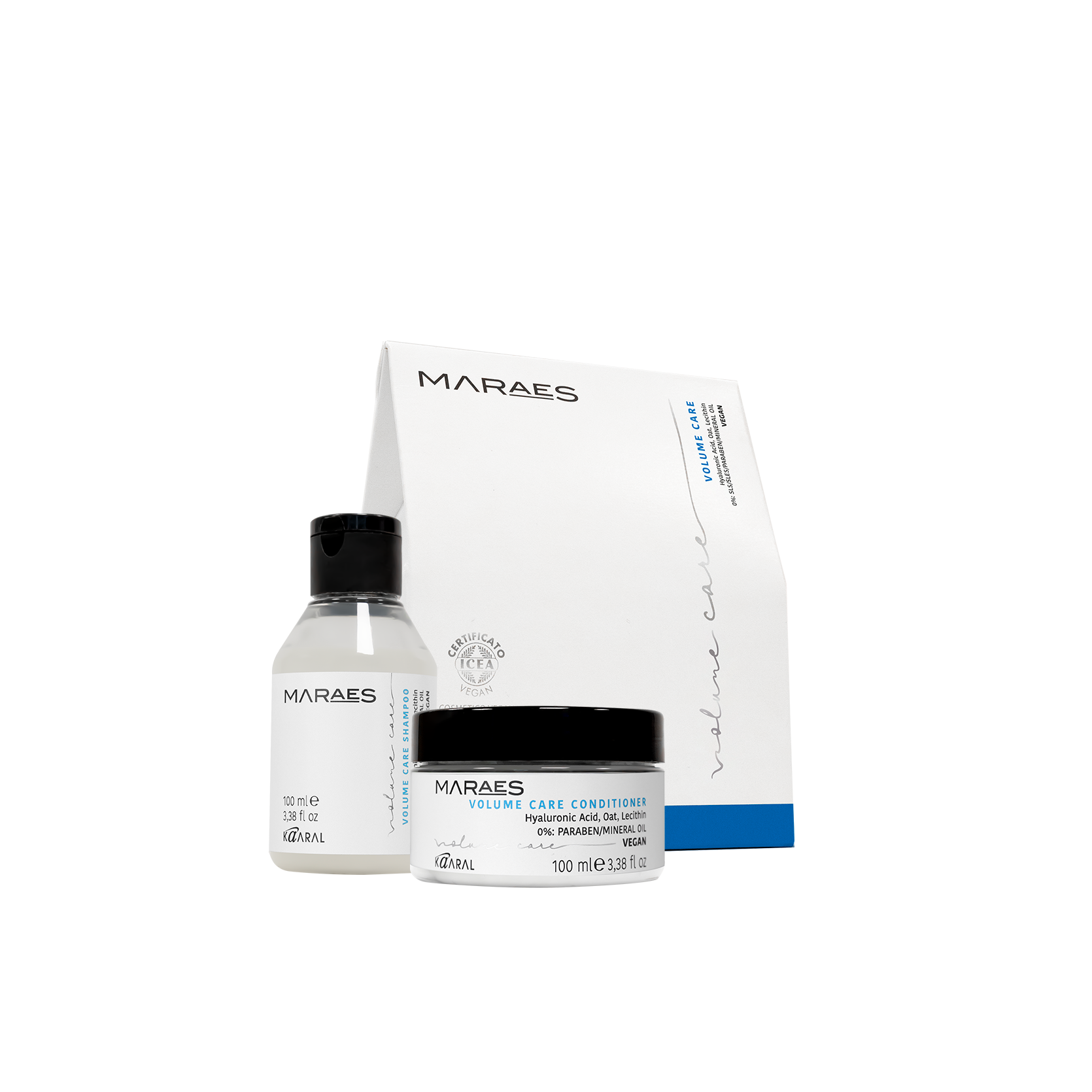Maraes Volume Care travel kit with shampoo, conditioner and white product box
