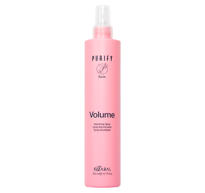 Pink Purify Volume bottle on a black background